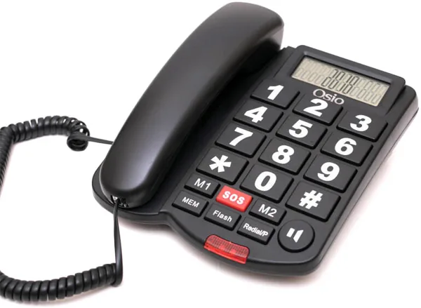 OSIO OSWB-4760B CABLE TELEPHONE WITH BIG BUTTONS SPEAKERPHONE AND SOS BLACK
